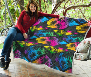 EDM Beach Palm Tree Pattern Print Quilt