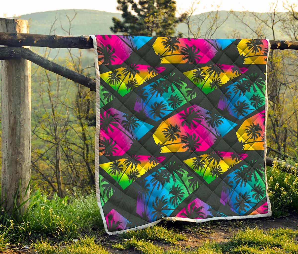 EDM Beach Palm Tree Pattern Print Quilt