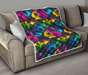 EDM Beach Palm Tree Pattern Print Quilt