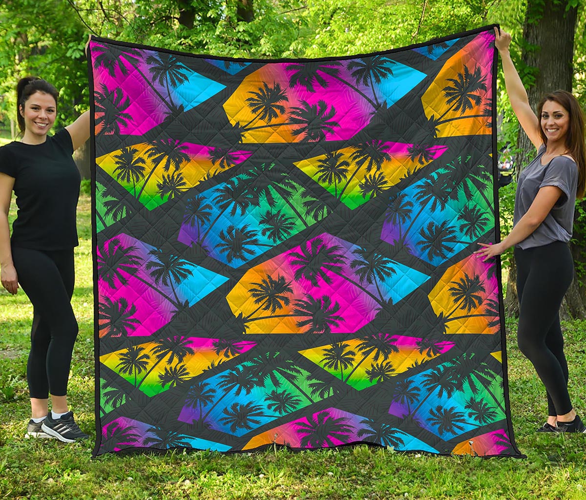 EDM Beach Palm Tree Pattern Print Quilt