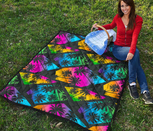 EDM Beach Palm Tree Pattern Print Quilt