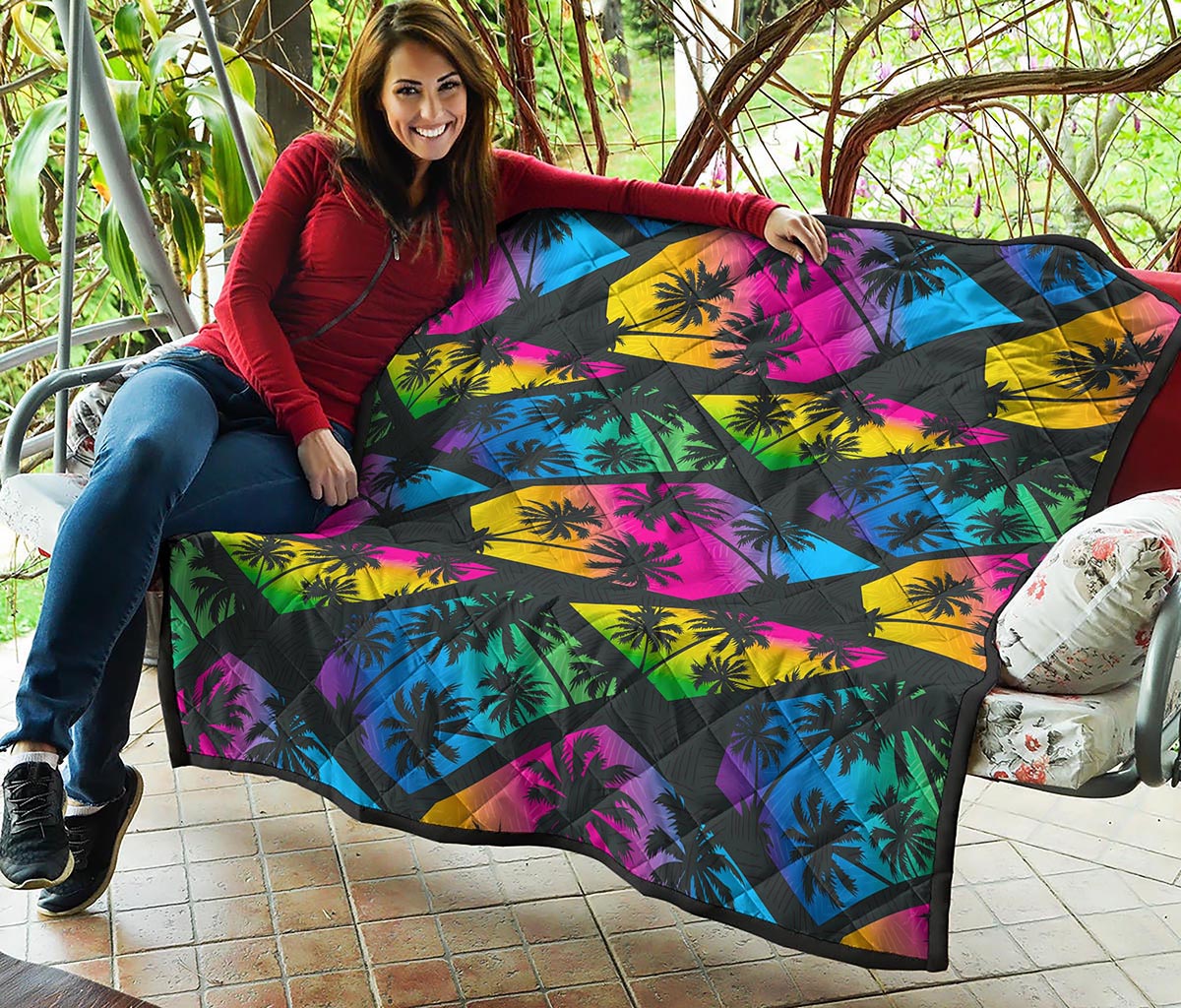 EDM Beach Palm Tree Pattern Print Quilt