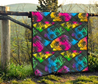 EDM Beach Palm Tree Pattern Print Quilt