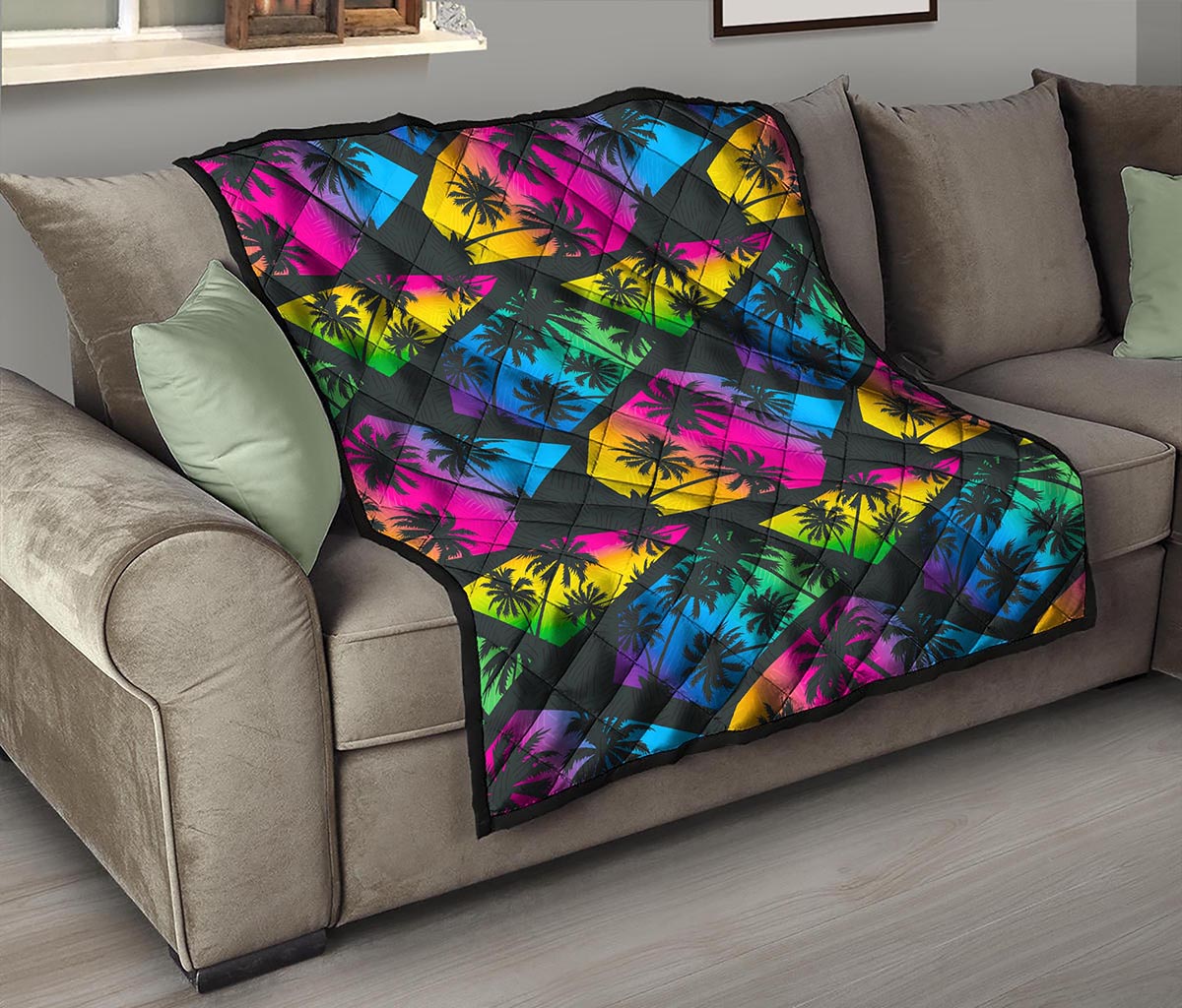 EDM Beach Palm Tree Pattern Print Quilt