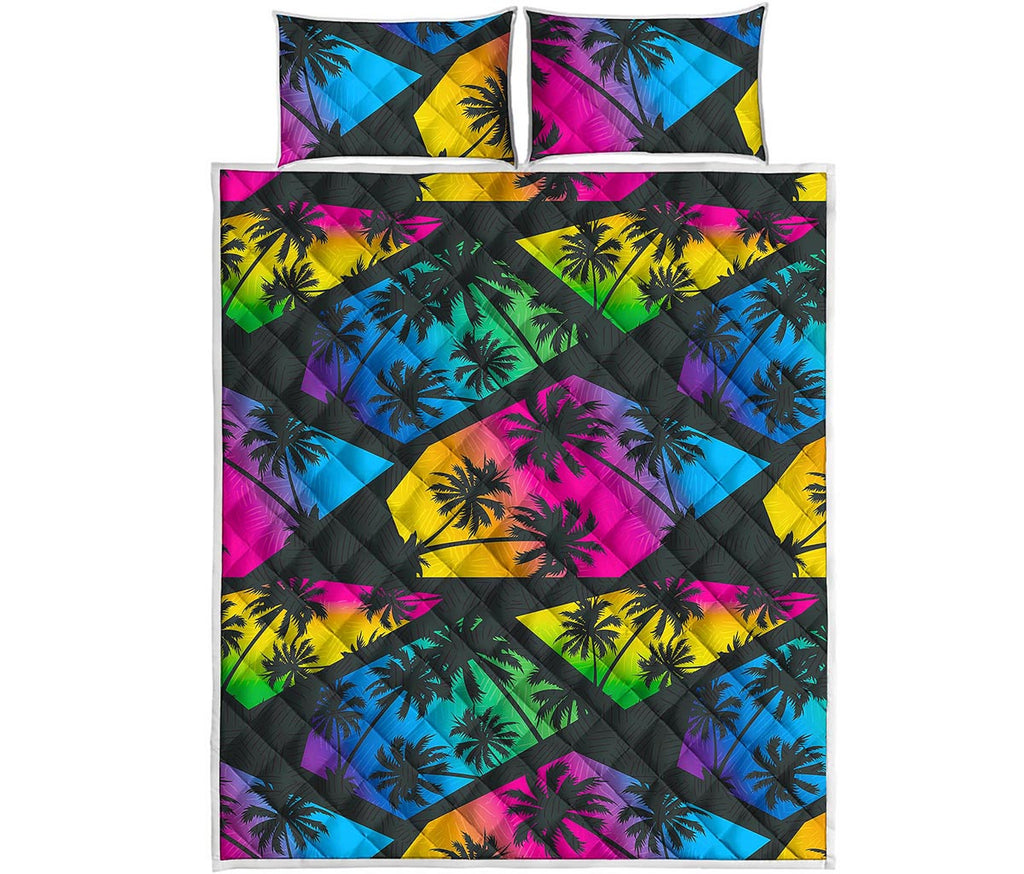 EDM Beach Palm Tree Pattern Print Quilt Bed Set