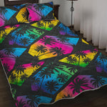 EDM Beach Palm Tree Pattern Print Quilt Bed Set