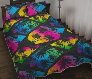 EDM Beach Palm Tree Pattern Print Quilt Bed Set