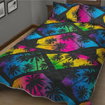 EDM Beach Palm Tree Pattern Print Quilt Bed Set