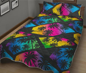 EDM Beach Palm Tree Pattern Print Quilt Bed Set