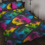 EDM Beach Palm Tree Pattern Print Quilt Bed Set