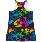 EDM Beach Palm Tree Pattern Print Women's Racerback Tank Top