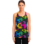 EDM Beach Palm Tree Pattern Print Women's Racerback Tank Top