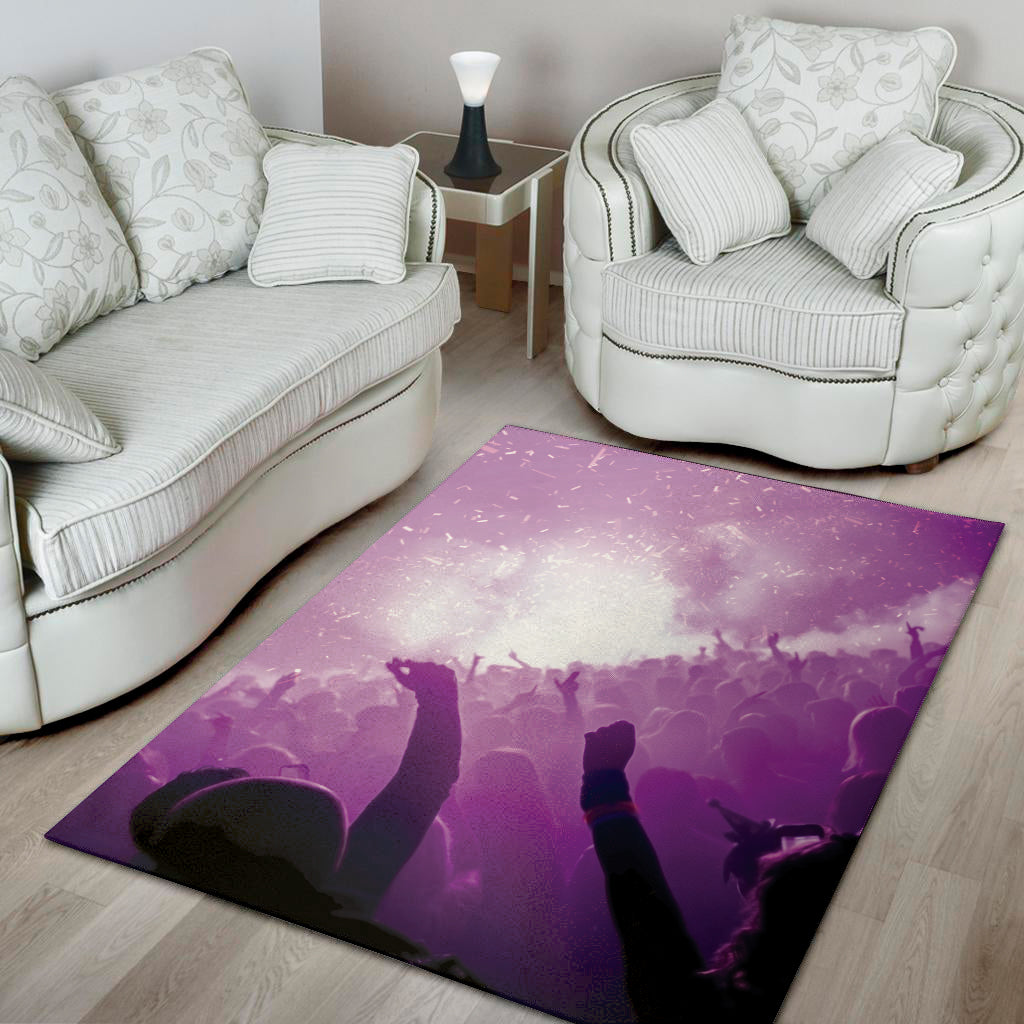 EDM Party In Nightclub Print Area Rug