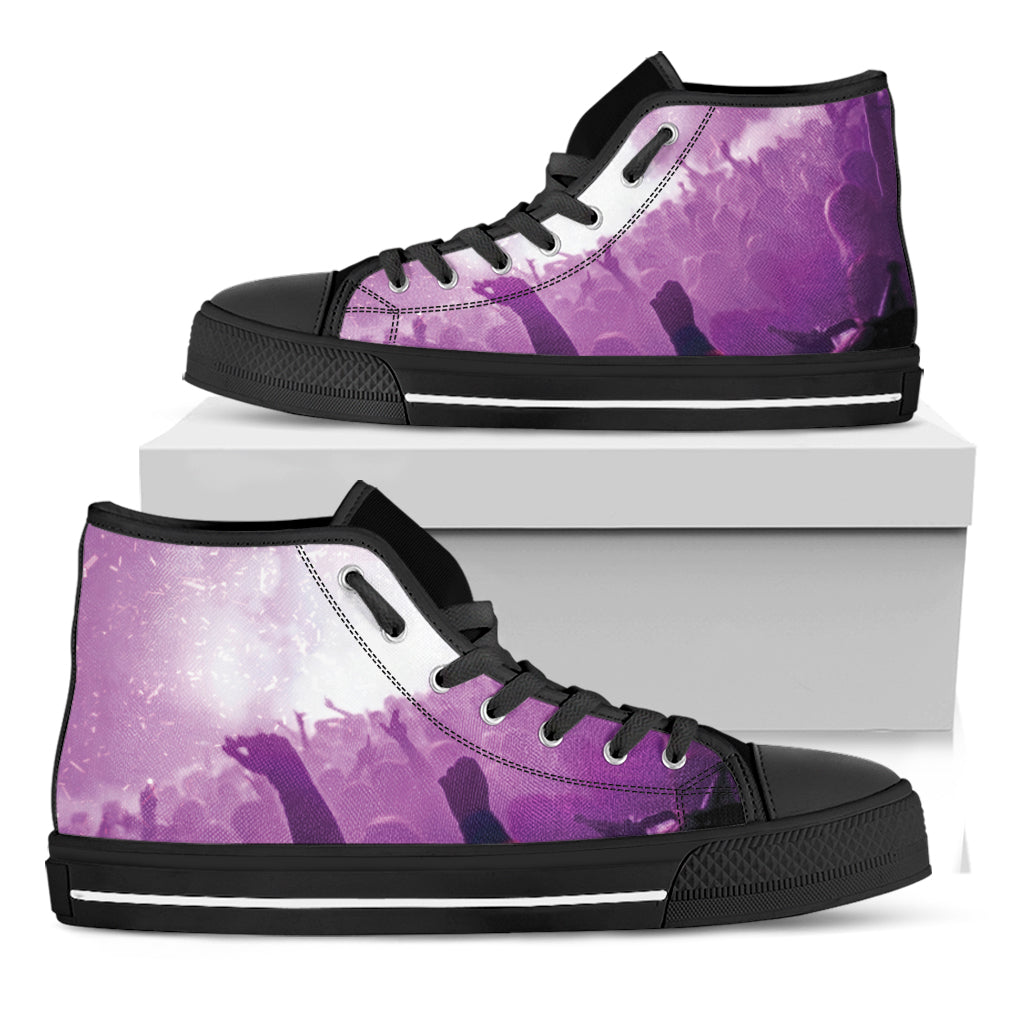 EDM Party In Nightclub Print Black High Top Shoes