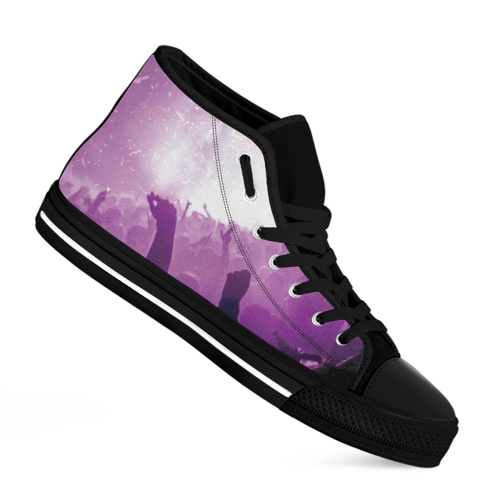 EDM Party In Nightclub Print Black High Top Shoes