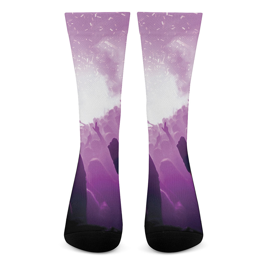 EDM Party In Nightclub Print Crew Socks