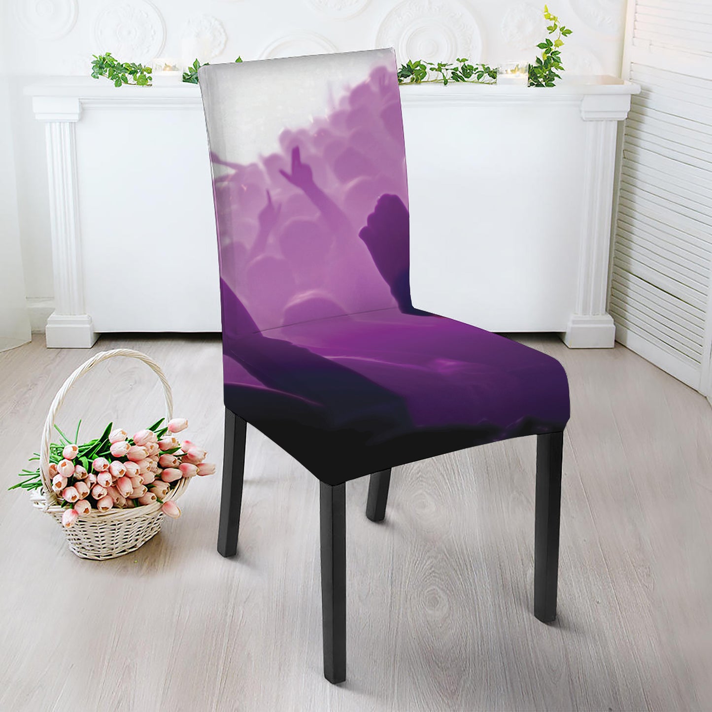 EDM Party In Nightclub Print Dining Chair Slipcover