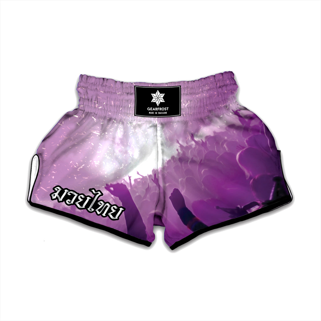 EDM Party In Nightclub Print Muay Thai Boxing Shorts