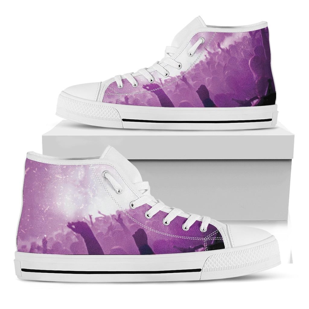 EDM Party In Nightclub Print White High Top Shoes