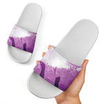 EDM Party In Nightclub Print White Slide Sandals