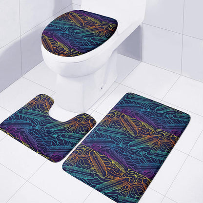 EDM Surfing Wave Pattern Print 3 Piece Bath Mat Set
