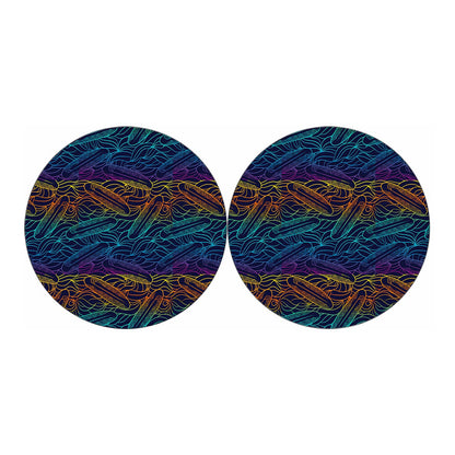 EDM Surfing Wave Pattern Print Car Coasters