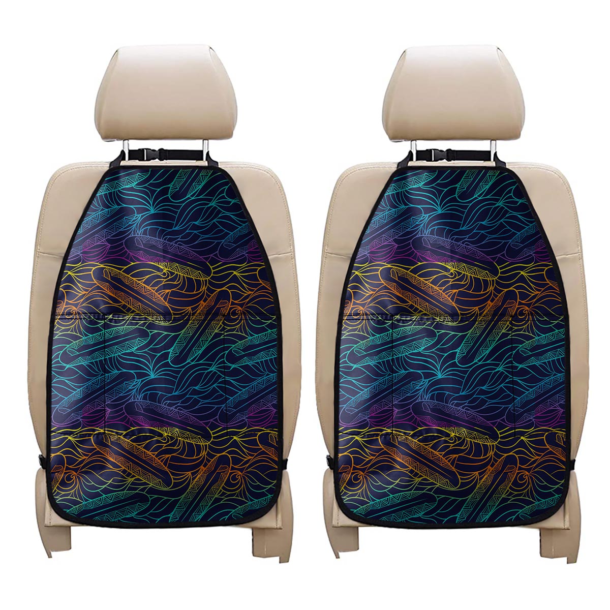 EDM Surfing Wave Pattern Print Car Seat Organizers
