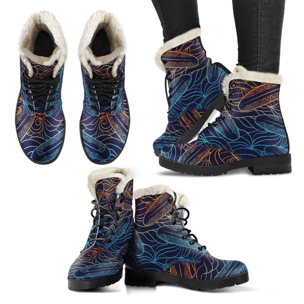 EDM Surfing Wave Pattern Print Comfy Boots GearFrost