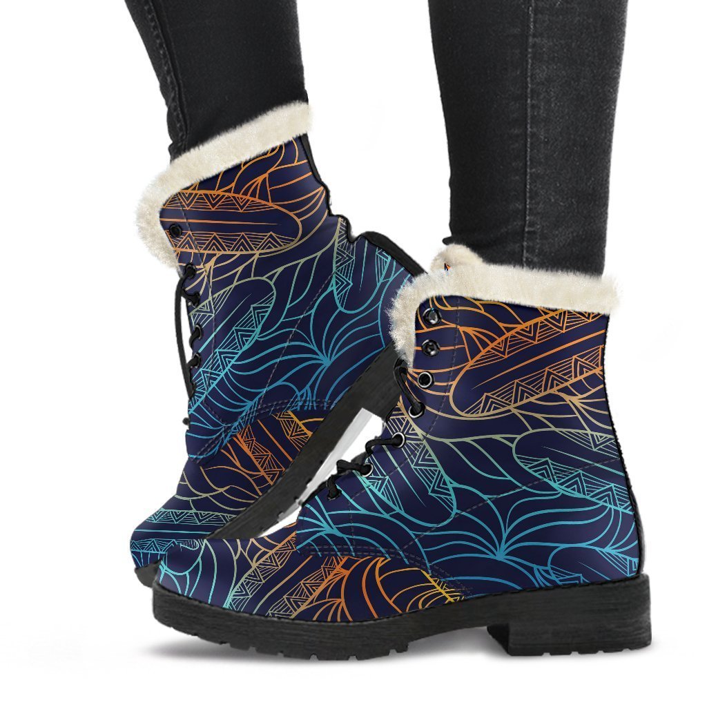 EDM Surfing Wave Pattern Print Comfy Boots GearFrost