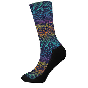 EDM Surfing Wave Pattern Print Crew Socks