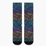 EDM Surfing Wave Pattern Print Crew Socks