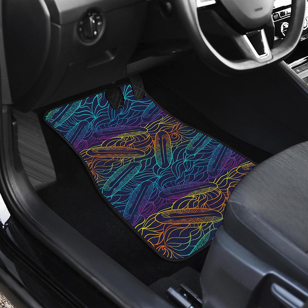 EDM Surfing Wave Pattern Print Front and Back Car Floor Mats