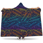 EDM Surfing Wave Pattern Print Hooded Blanket