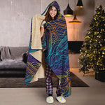 EDM Surfing Wave Pattern Print Hooded Blanket