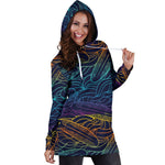 EDM Surfing Wave Pattern Print Hoodie Dress GearFrost