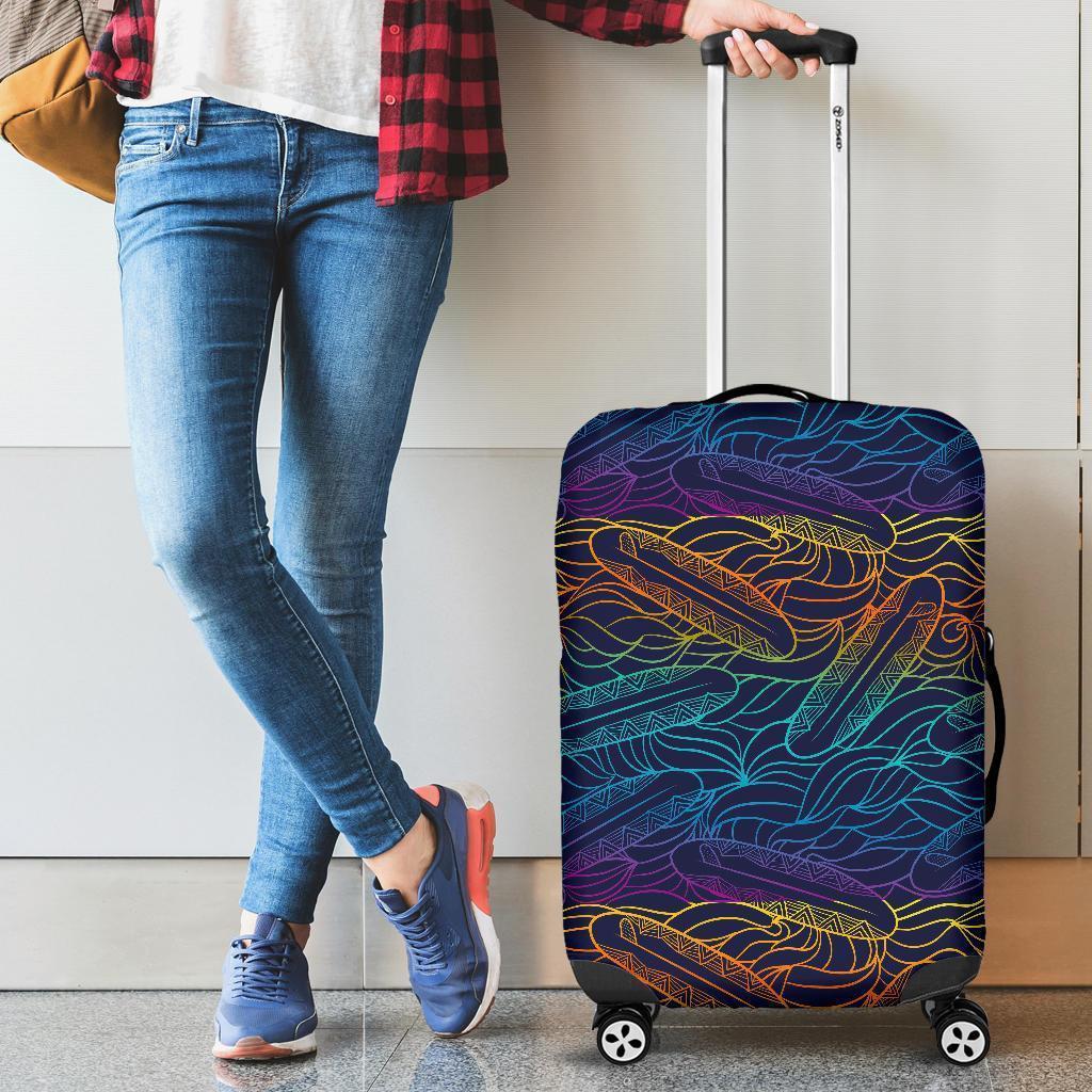 EDM Surfing Wave Pattern Print Luggage Cover GearFrost