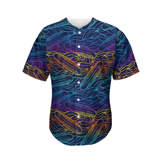 EDM Surfing Wave Pattern Print Men's Baseball Jersey