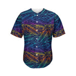 EDM Surfing Wave Pattern Print Men's Baseball Jersey
