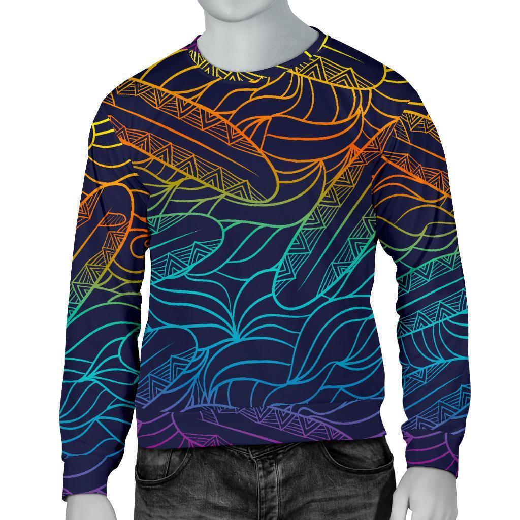 EDM Surfing Wave Pattern Print Men's Crewneck Sweatshirt GearFrost