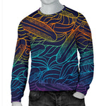 EDM Surfing Wave Pattern Print Men's Crewneck Sweatshirt GearFrost