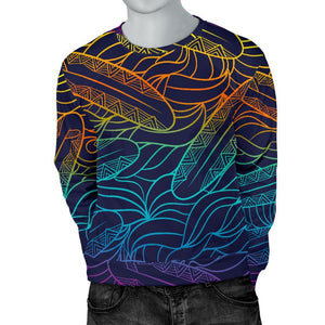 EDM Surfing Wave Pattern Print Men's Crewneck Sweatshirt GearFrost