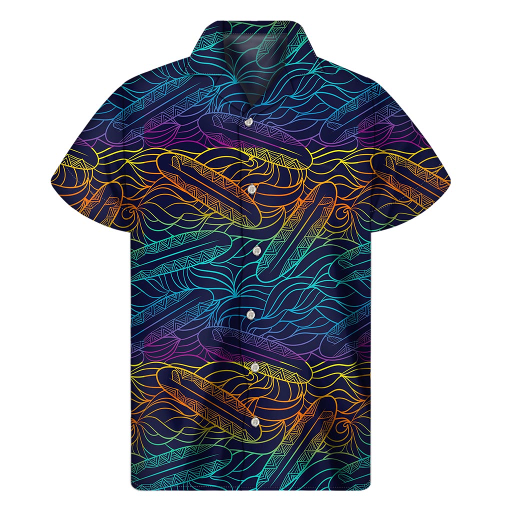 EDM Surfing Wave Pattern Print Men's Short Sleeve Shirt