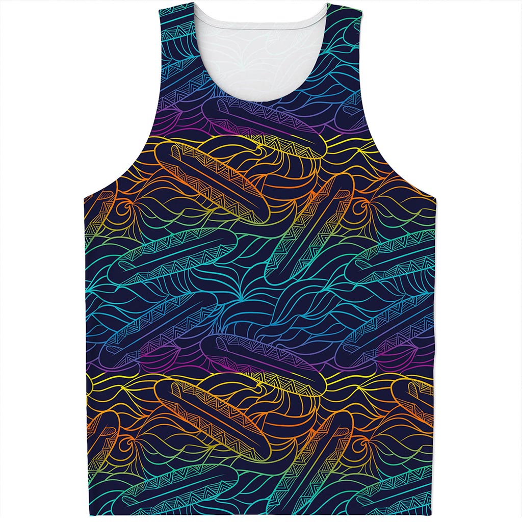 EDM Surfing Wave Pattern Print Men's Tank Top