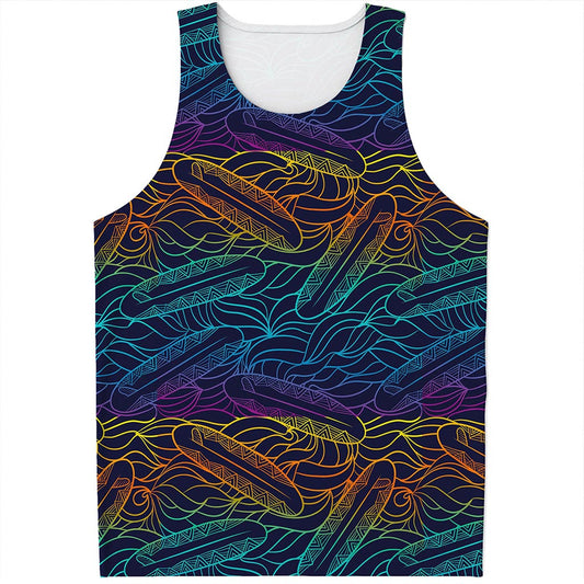 EDM Surfing Wave Pattern Print Men's Tank Top