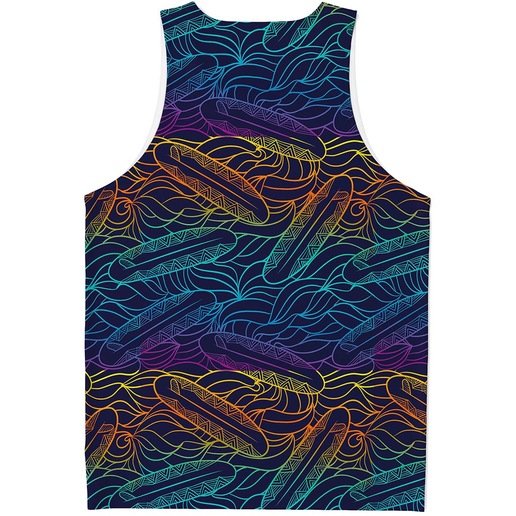 EDM Surfing Wave Pattern Print Men's Tank Top