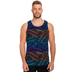 EDM Surfing Wave Pattern Print Men's Tank Top