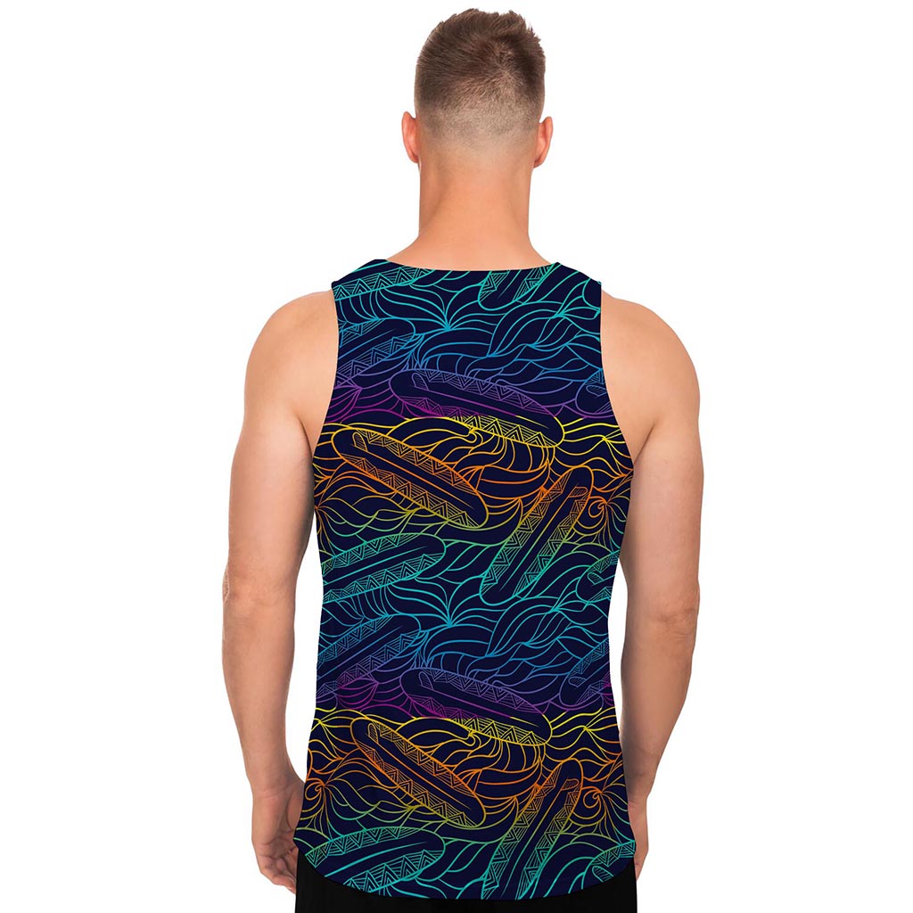 EDM Surfing Wave Pattern Print Men's Tank Top