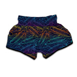 EDM Surfing Wave Pattern Print Muay Thai Boxing Shorts