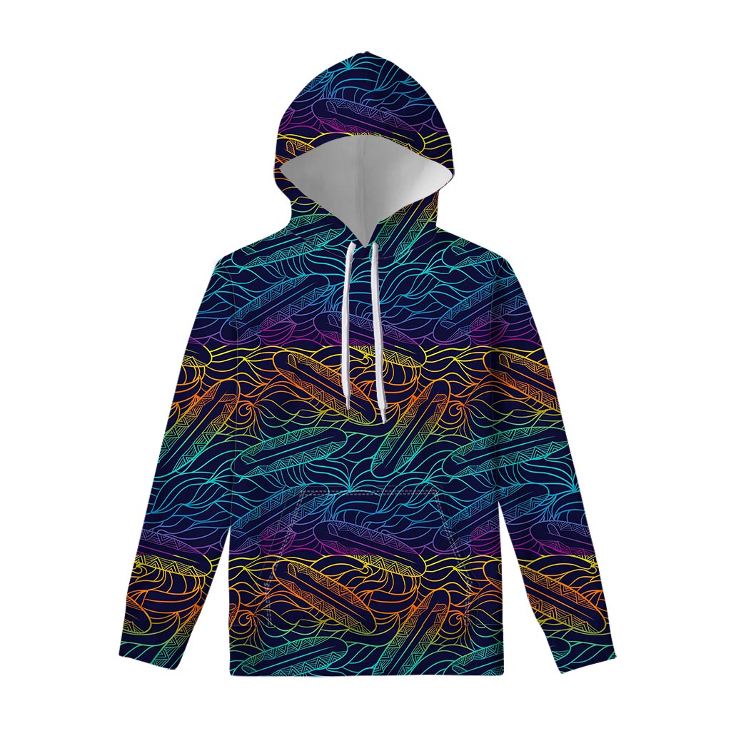 EDM Surfing Wave Pattern Print Pullover Hoodie