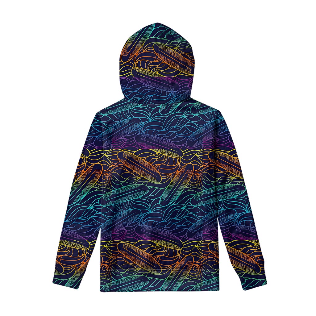 EDM Surfing Wave Pattern Print Pullover Hoodie